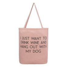 Load image into Gallery viewer, Tote Champagne Cream Wine &amp; Dogs Tote
