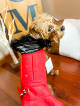Load image into Gallery viewer, Red Fur-Trimmed Designer Harness Coat - Red
