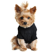 Load image into Gallery viewer, Cable Knit Dog Sweater -Jet Black, Red &amp; Beige
