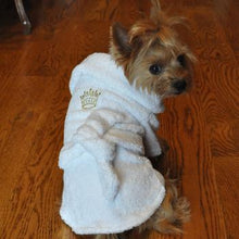 Load image into Gallery viewer, White Gold Crown Cotton Dog Bathrobe
